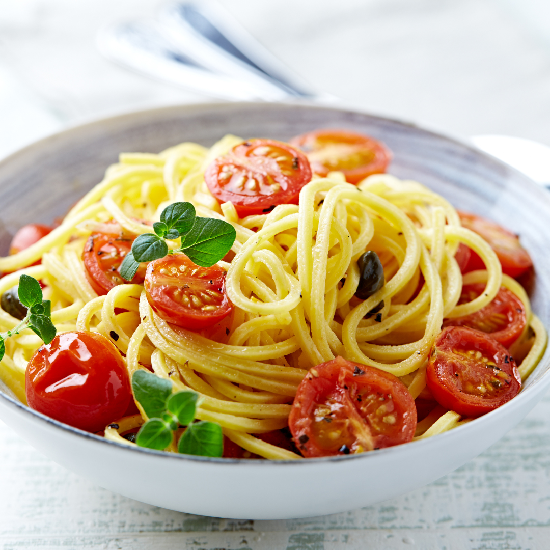 Linguine with Burst Cherry Tomatoes and Timperio Nobile Olive Oil