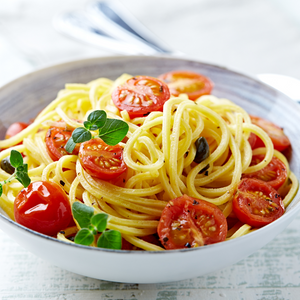 Linguine with Burst Cherry Tomatoes and Timperio Nobile Olive Oil