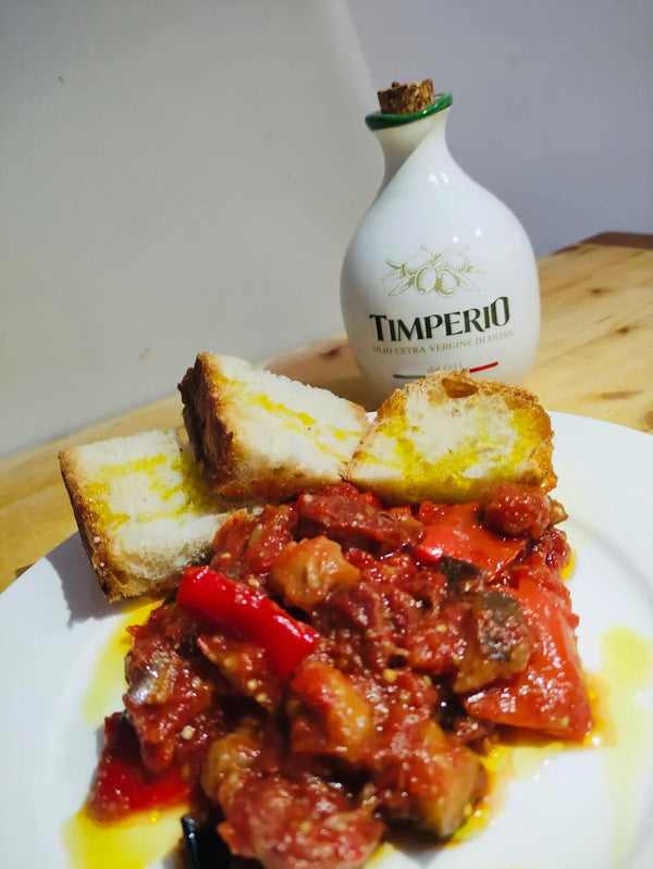 Molise peperonata (bell peppers & eggplants with olive oil, onions , and Tomatoes) Recipe – Timperio