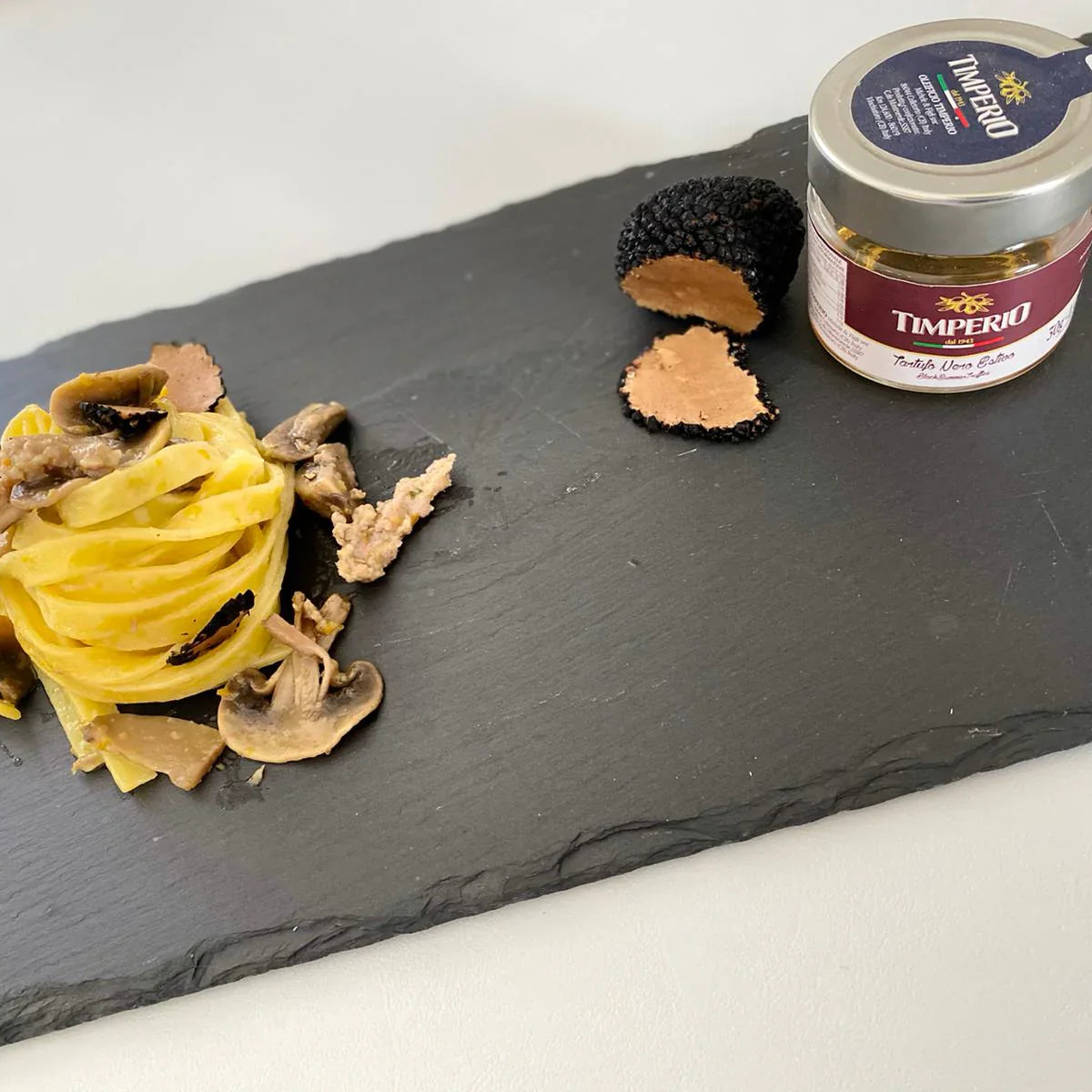 Tagliatelle Pasta, Wild mushrooms, Fresh Sausage, and black summer Tru ...